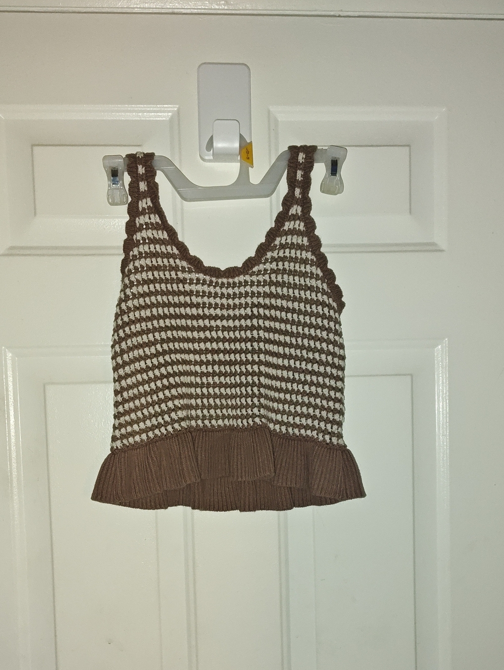Sincerely Jules Brown and Cream Crochet Tank